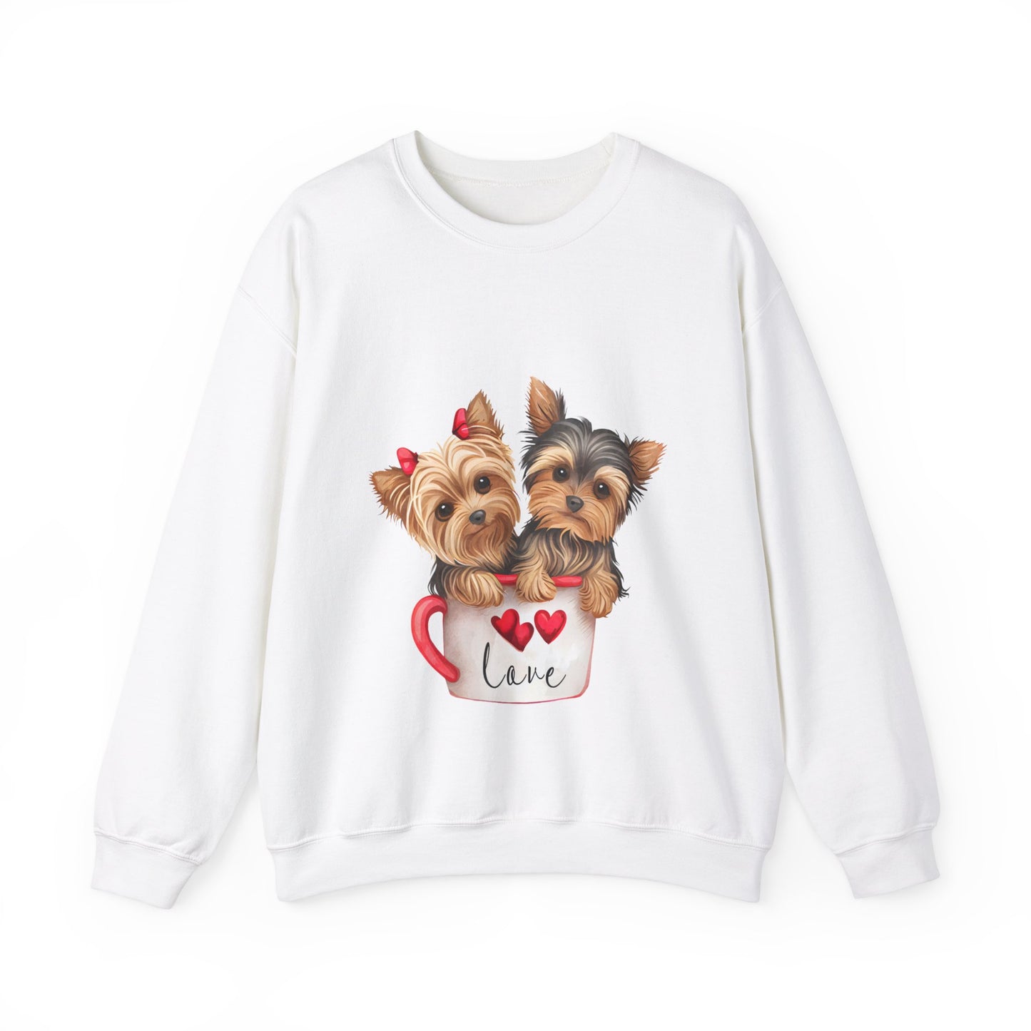 Yorkie Duo Valentines Unisex Heavy Blend™ Crewneck Sweatshirt