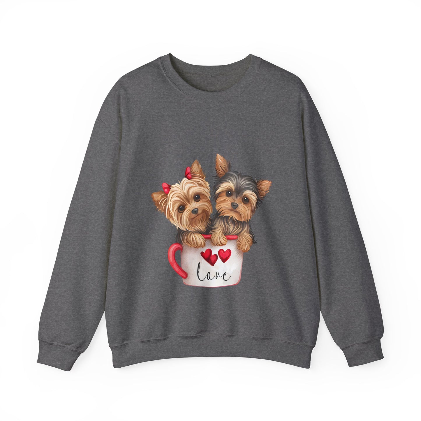 Yorkie Duo Valentines Unisex Heavy Blend™ Crewneck Sweatshirt