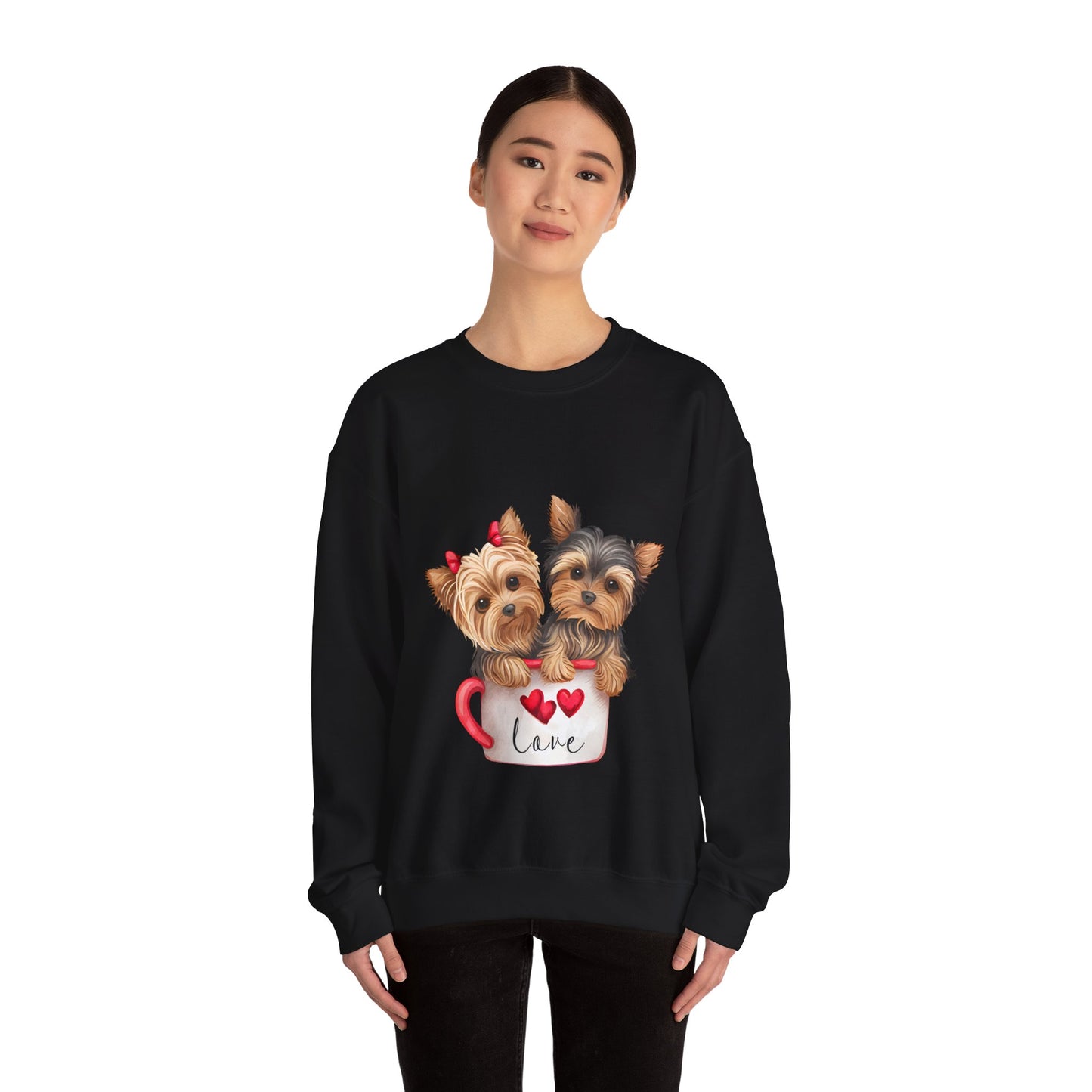 Yorkie Duo Valentines Unisex Heavy Blend™ Crewneck Sweatshirt