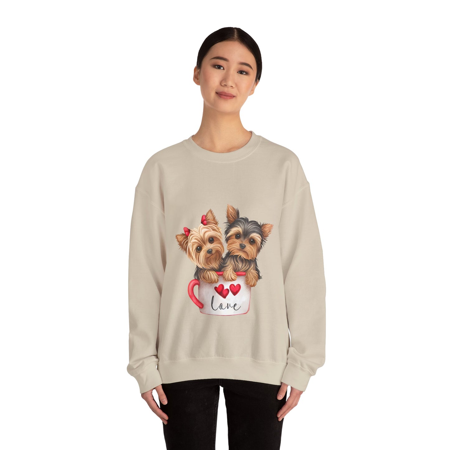 Yorkie Duo Valentines Unisex Heavy Blend™ Crewneck Sweatshirt