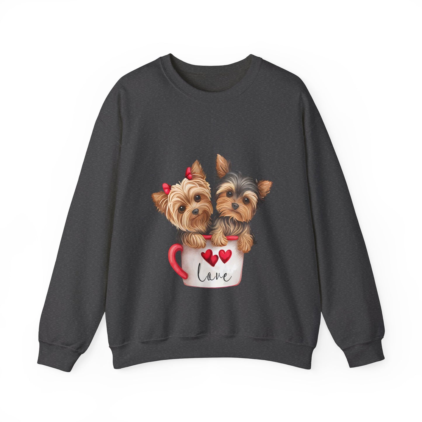 Yorkie Duo Valentines Unisex Heavy Blend™ Crewneck Sweatshirt