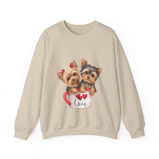 Yorkie Duo Valentines Unisex Heavy Blend™ Crewneck Sweatshirt