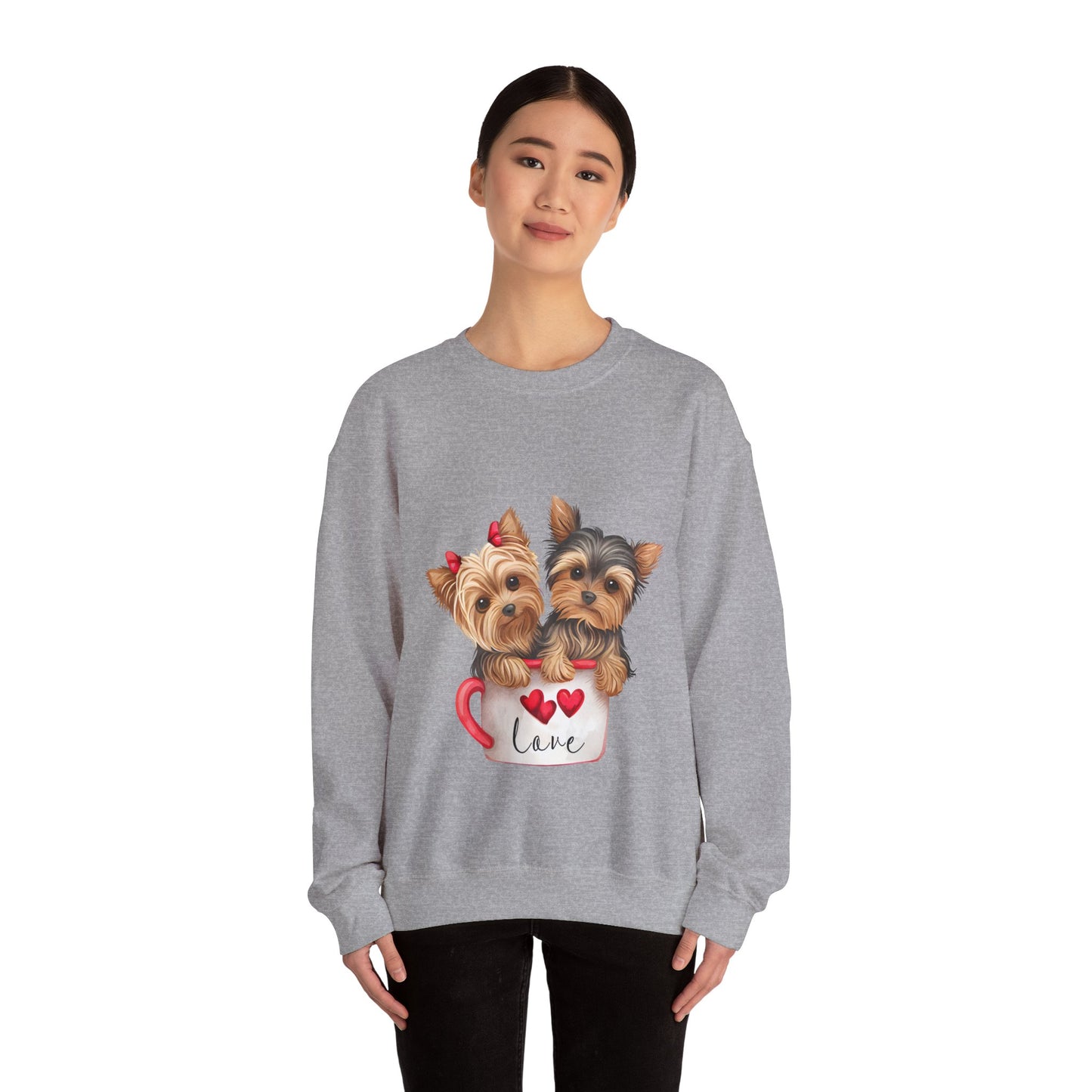 Yorkie Duo Valentines Unisex Heavy Blend™ Crewneck Sweatshirt