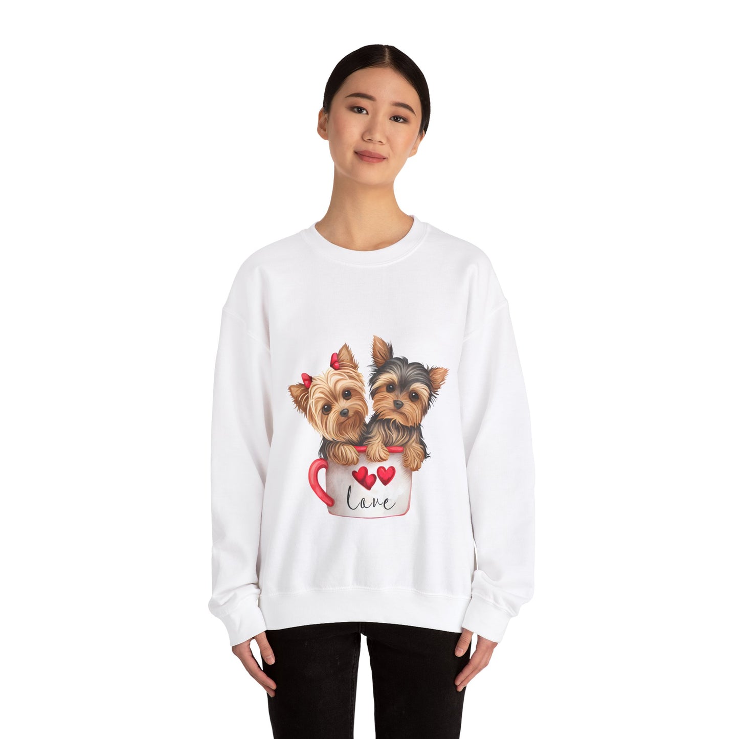 Yorkie Duo Valentines Unisex Heavy Blend™ Crewneck Sweatshirt