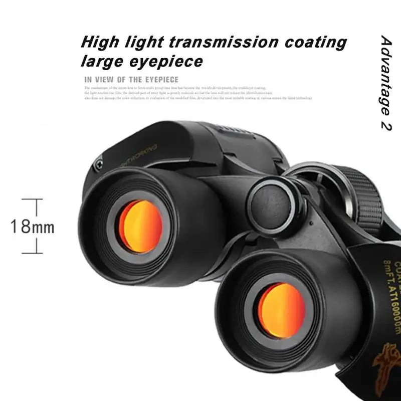 Binoculars Professional 60 x 60 Zoom Optical Long Range Binocular with Tripod Interface for Hunting Camping Travel