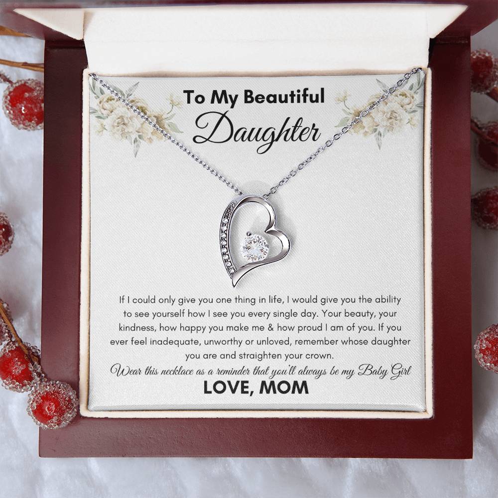 To My Beautiful Daughter From Mom / Forever Love Necklace