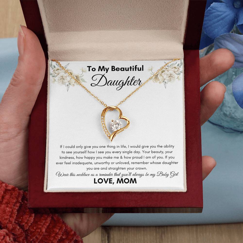 To My Beautiful Daughter From Mom / Forever Love Necklace