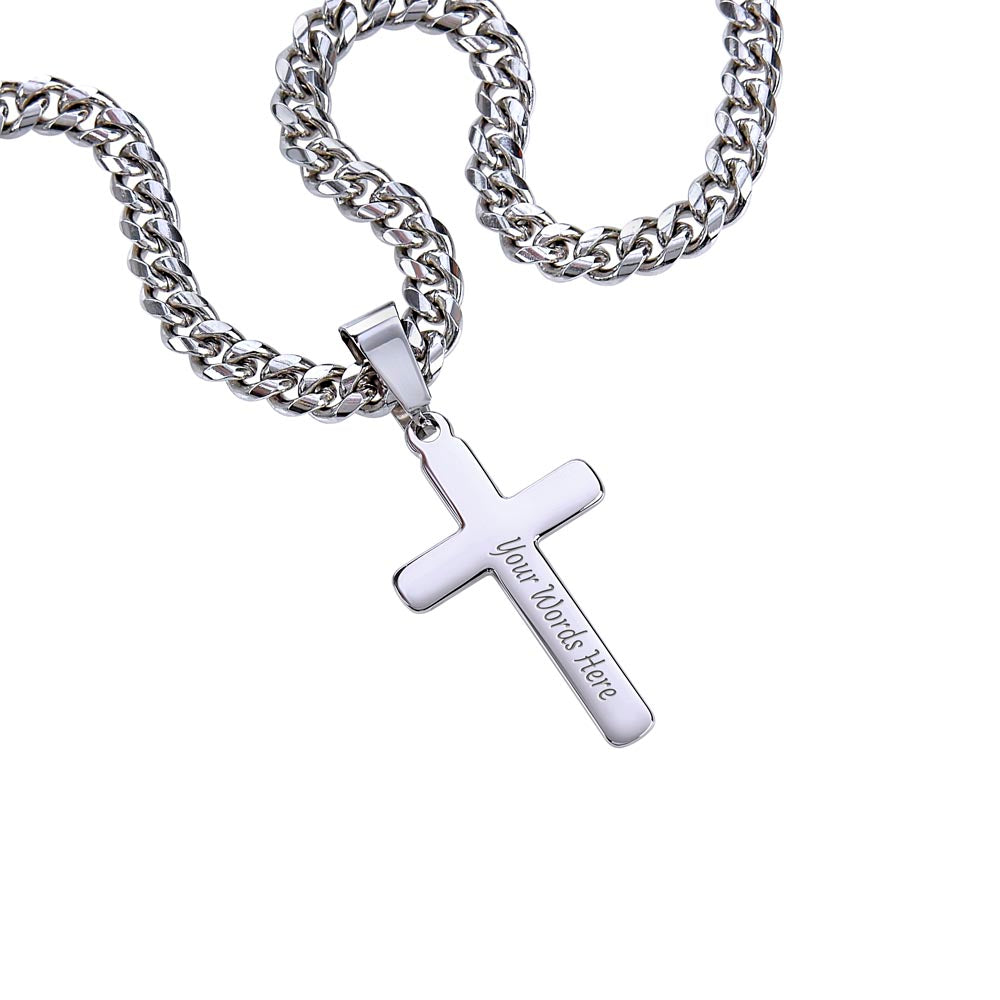 Gift for Son from Dad / Personalized Steel Cross Necklace