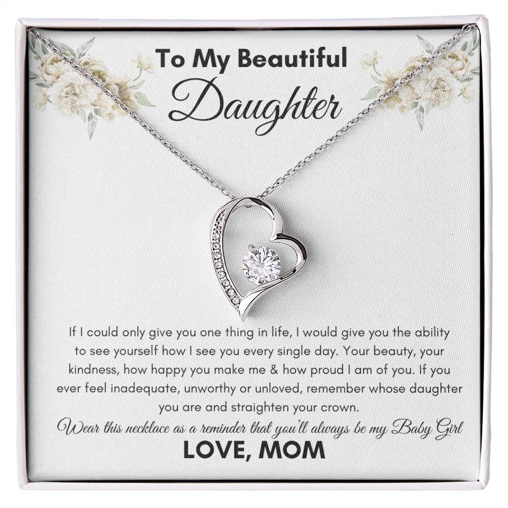 To My Beautiful Daughter From Mom / Forever Love Necklace