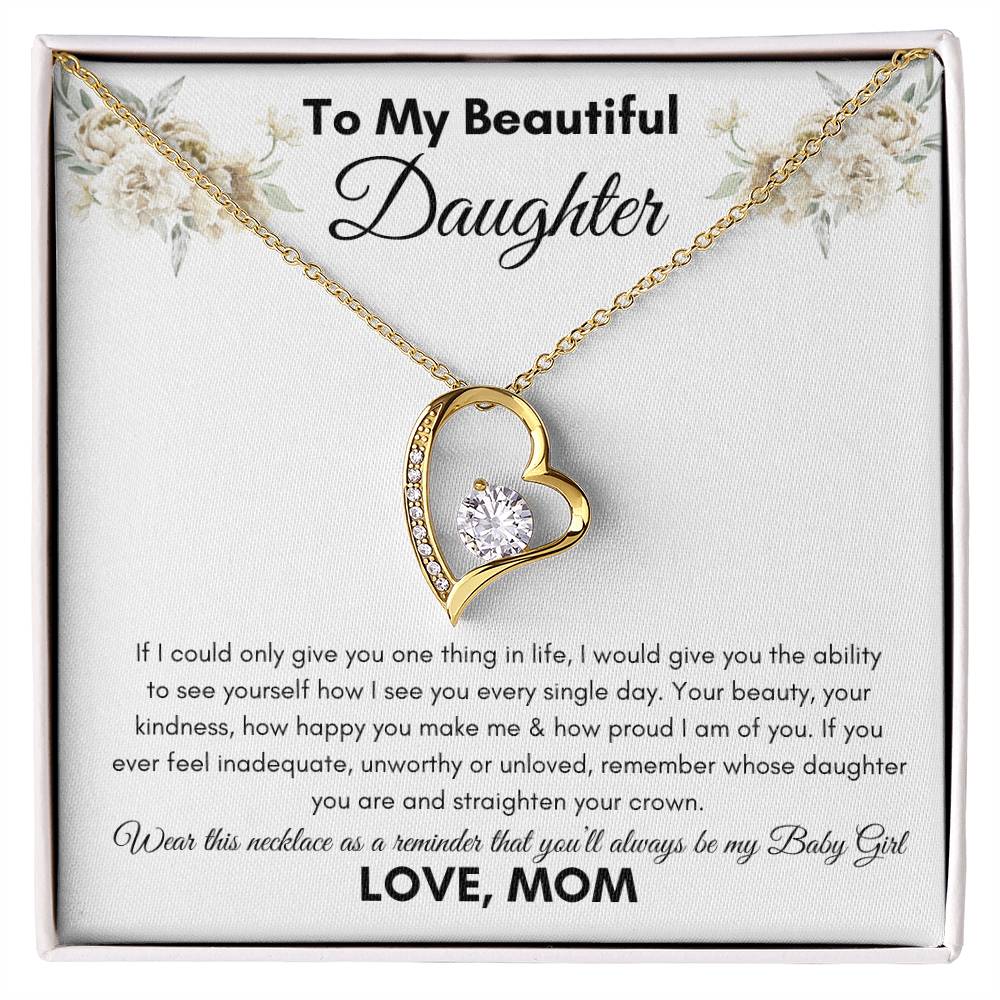 To My Beautiful Daughter From Mom / Forever Love Necklace