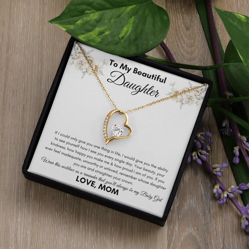 To My Beautiful Daughter From Mom / Forever Love Necklace